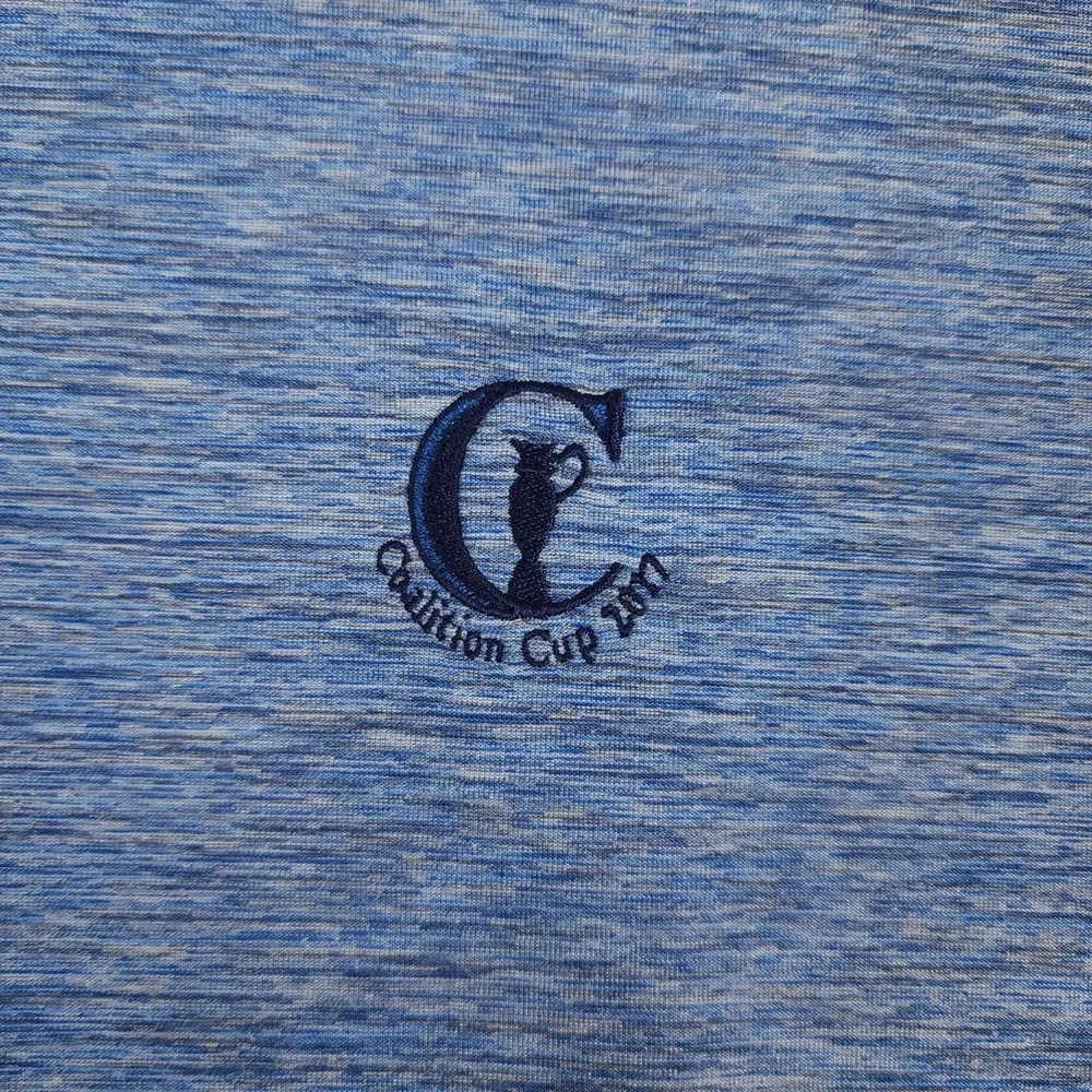 FootJoy Polo Shirt Mens XXL Blue Heathered Golf Performance FJ Logo Short Sleeve - Picture 5 of 12